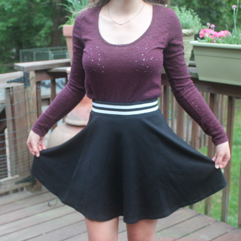 Black Varsity-Striped Skirt